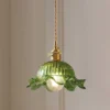 Vintage Glass Pendant Light - Green Color E27 Ceiling Hanging Light - Fixture Adjustable Cord for Kitchen