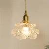 Romantic Small Rose Glass Chandelier Lighting - Bedside Bedroom Vintage Brass Light - Luxury Hanging Lamp